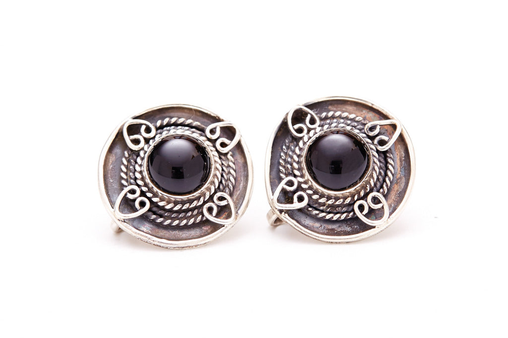 Tribal Heart Studs - Onyx