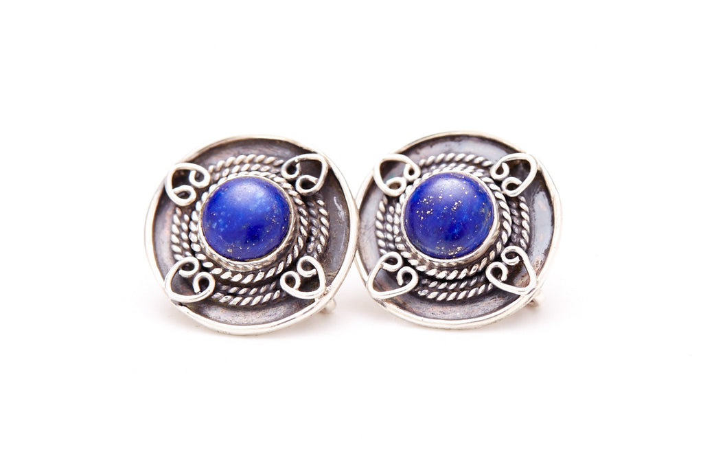 Tribal Heart Studs - Lapis Lazuli