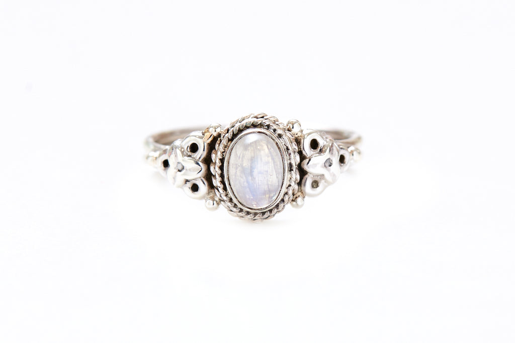 Penny Ring - Rainbow Moonstone