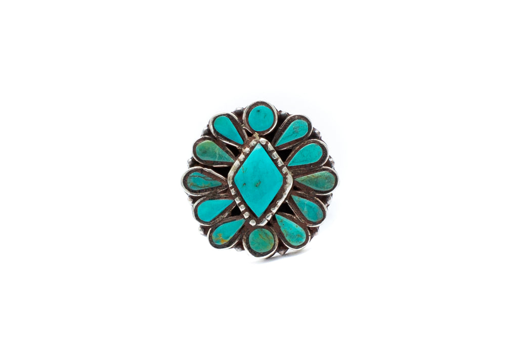 Afghani Flower Ring - Turquoise IV