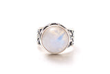 Stree Ring - Round Rainbow Moonstone
