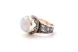 Stree Ring - Round Rainbow Moonstone